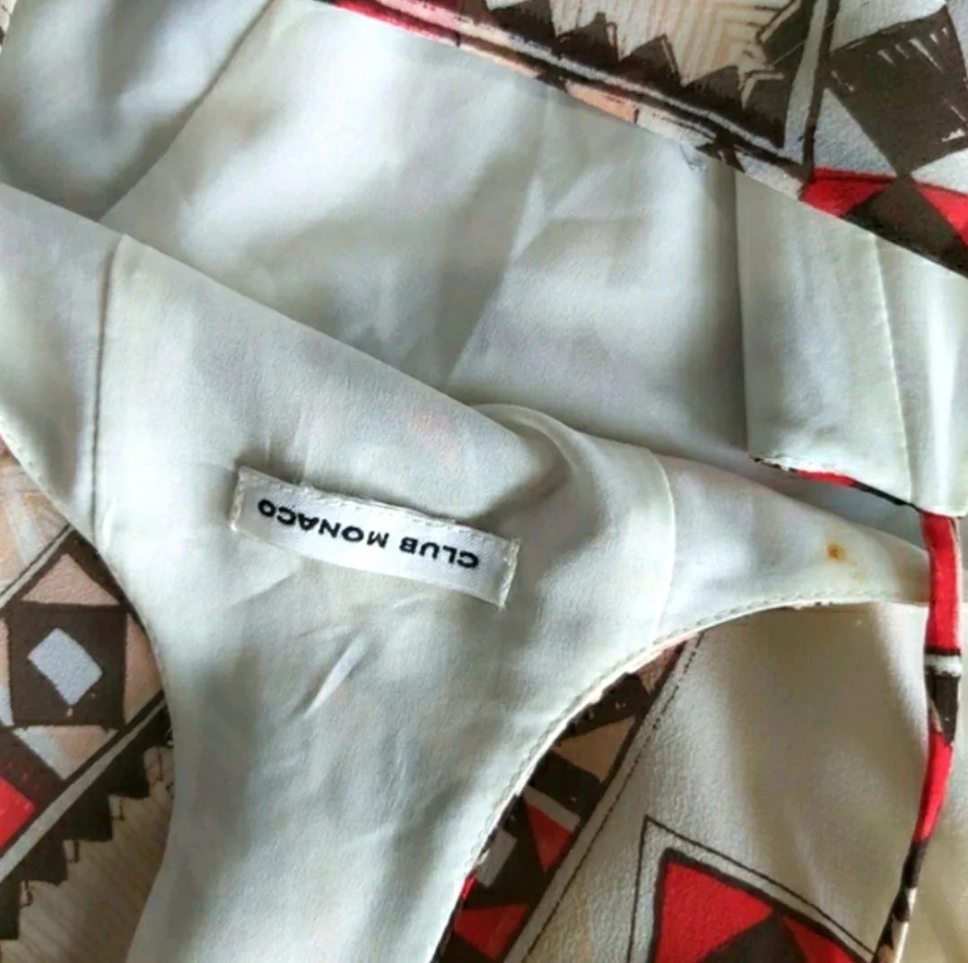 White, Red, and Black Geometric Print Halter Dress image indicator(6)