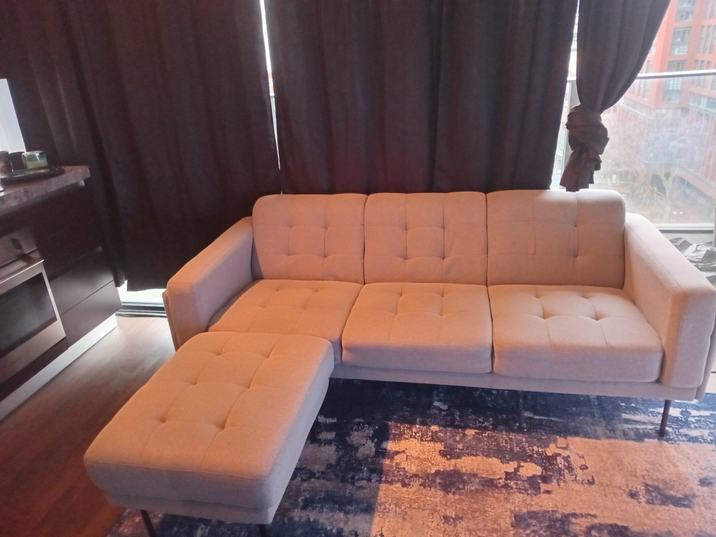 Grey Sofa with Ottoman
