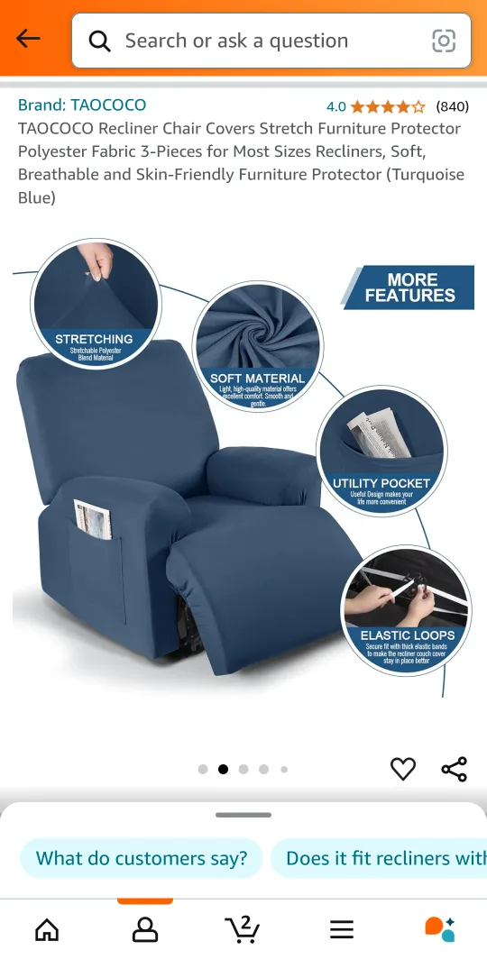 TAOCOCO Recliner Chair Cover - 4-Piece image indicator(3)
