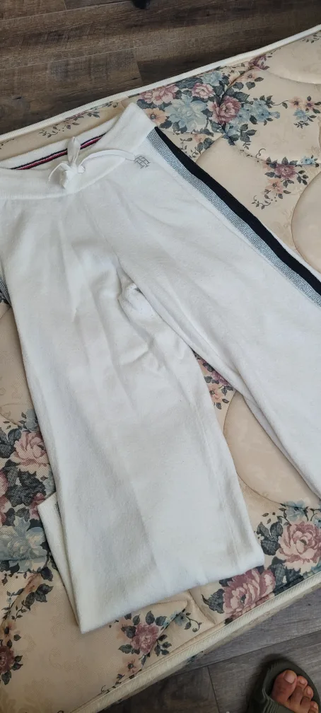 White Track Pants with Side Stripes image indicator(2)