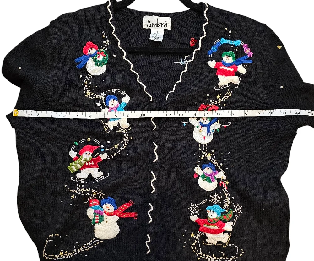 Vintage Black Christmas Snowman Sweater image indicator(10)