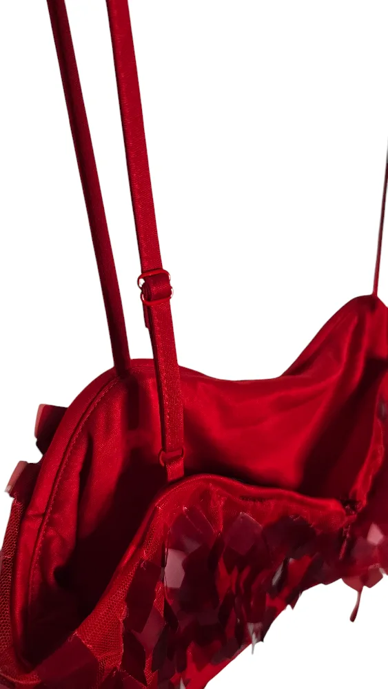 Swiftie Red Sequin Crop Top by House of Harlow image indicator(4)