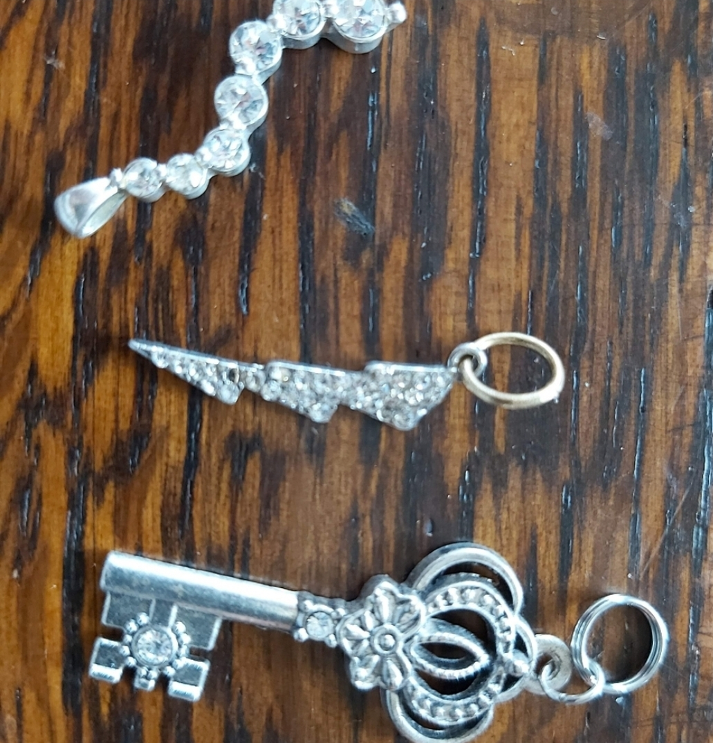 3 Silver tone Charms