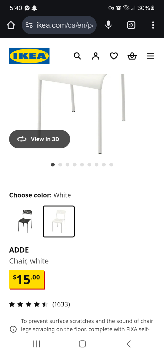 IKEA ADDE White Chair - photo 2