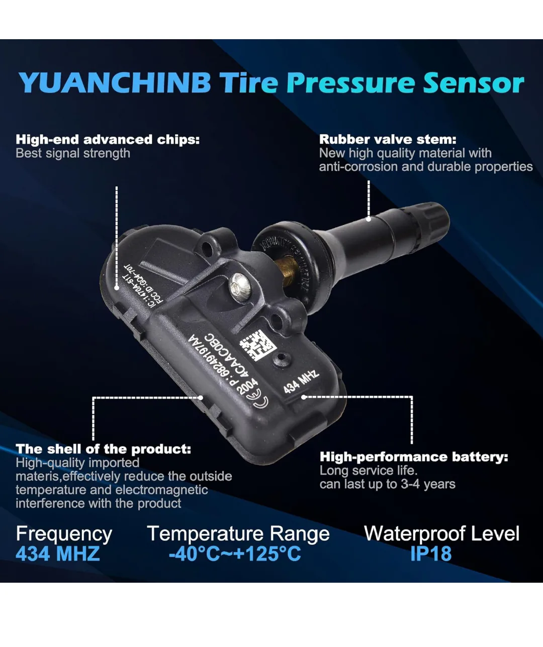 Universal TPMS Tire Pressure Sensor (4 Pack) image indicator(2)