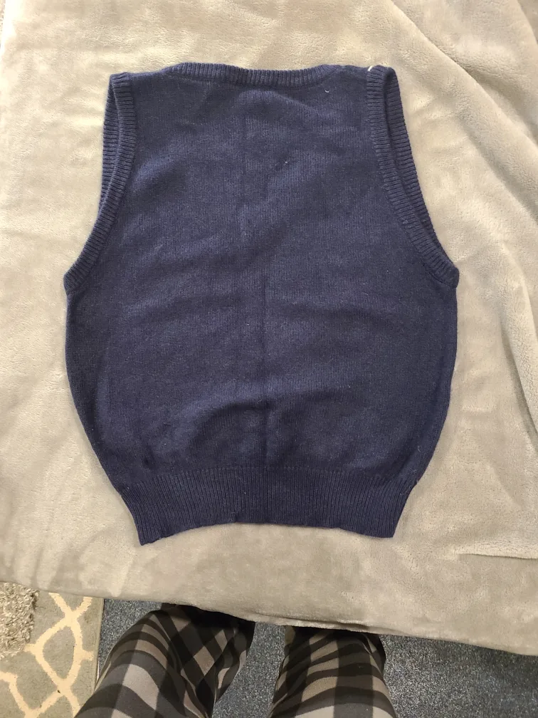 Brandy Melville Blue & White Argyle Sweater Vest image indicator(2)