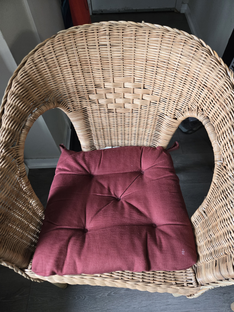 Pair of Wicker Chairs with Cushions - photo 3