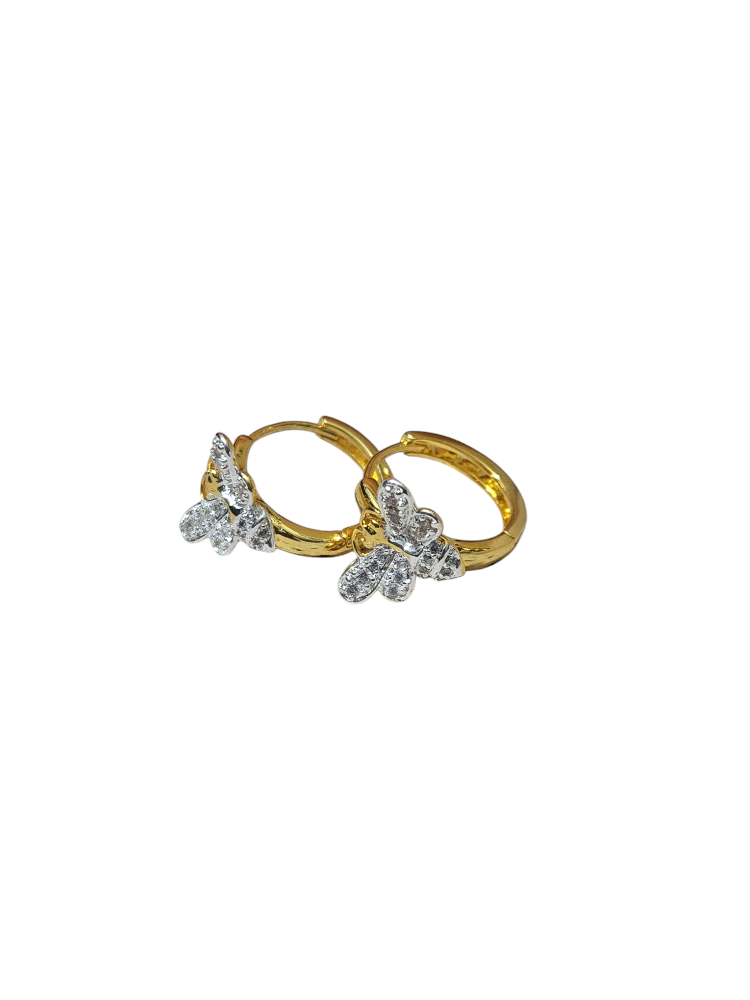 Kids Stainless steel Gold Plated Bee Hoop Earrings - photo 4