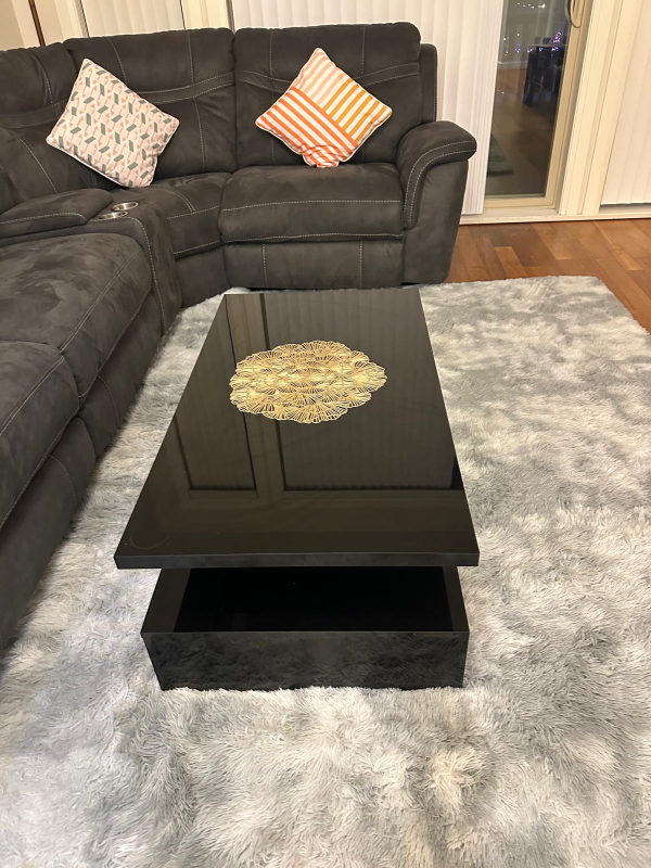 Black Lift Top Coffee Table with Gold Accent