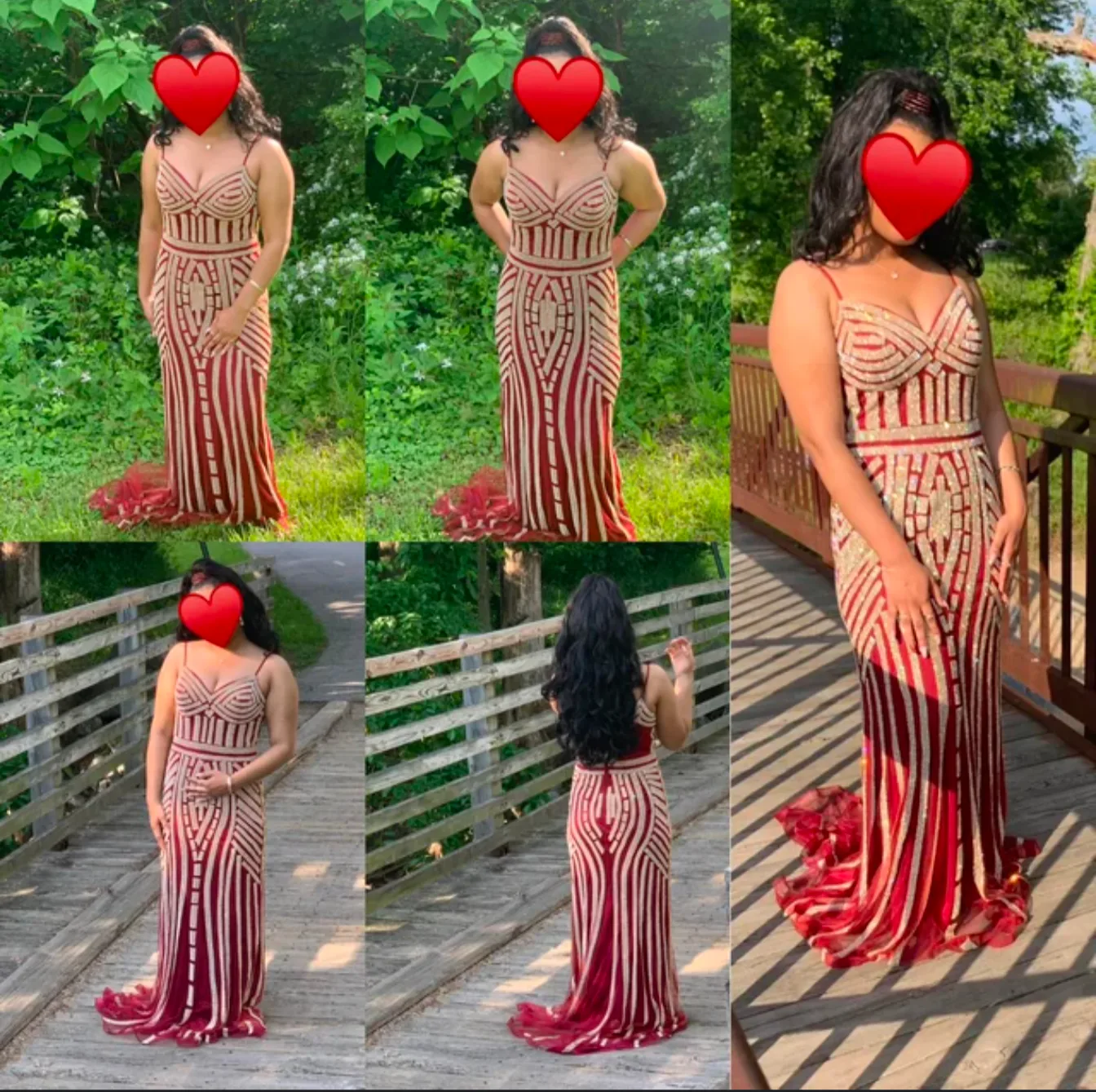 Red and Gold Beaded Evening Dress image indicator(2)