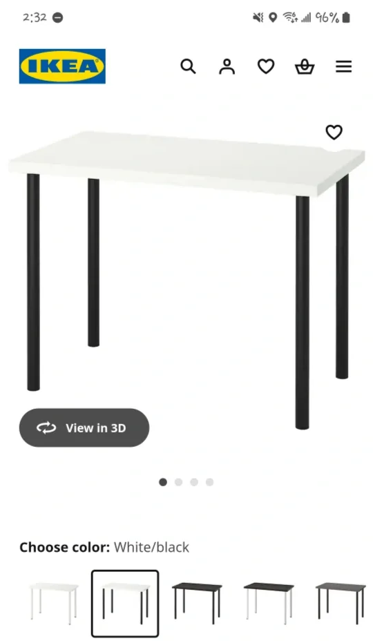 IKEA LINNMON / ADILS Table, White/Black thumbnail