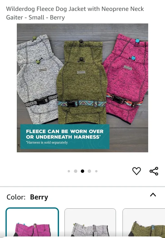 Wilderdog Fleece Dog Jacket with Neoprene Neck - Medium - Berry image indicator(3)