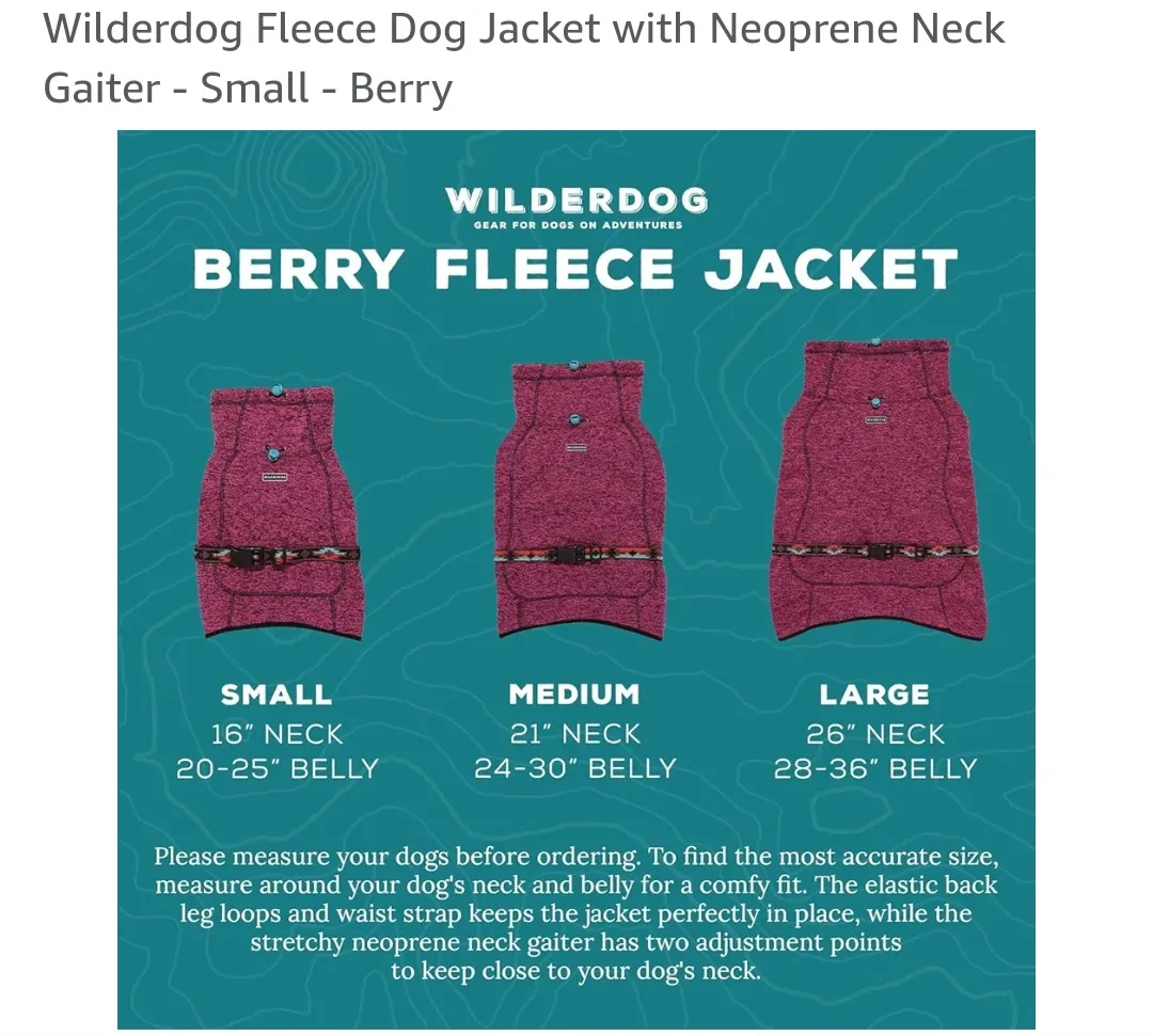 Wilderdog Fleece Dog Jacket with Neoprene Neck - Medium - Berry image indicator(5)