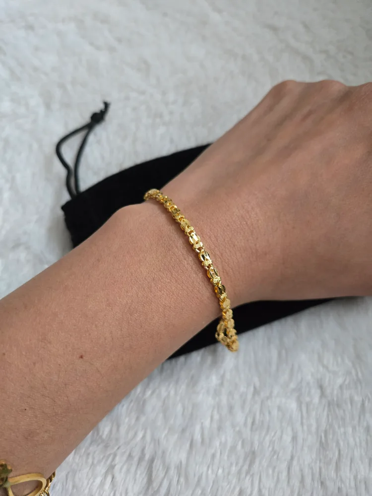 Stainless steel gold plated bracelet with charm image indicator(2)