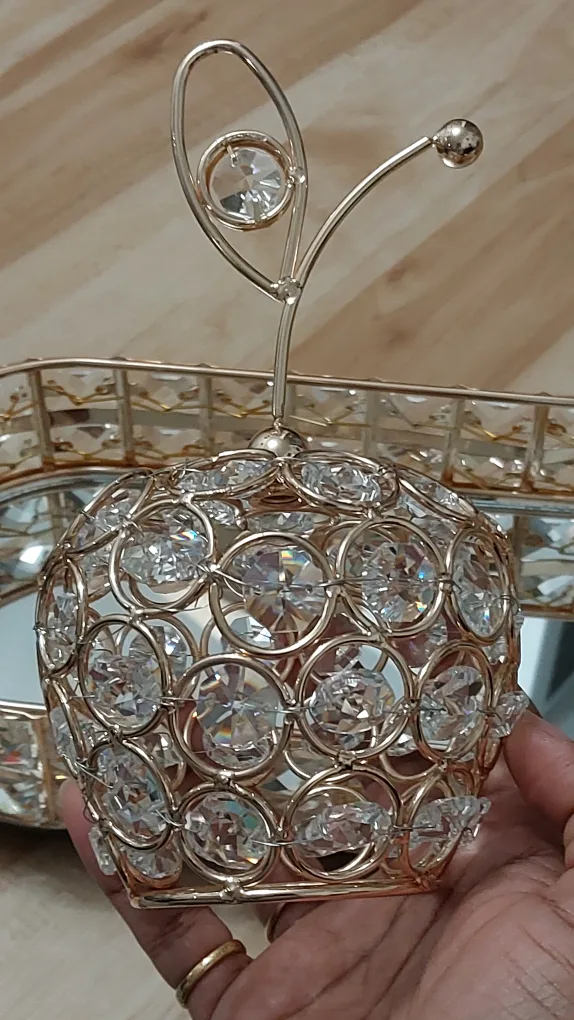 BNIB 3pcs Golden Crystal Fruit  decor Apples, Pears & Pineapples image indicator(4)