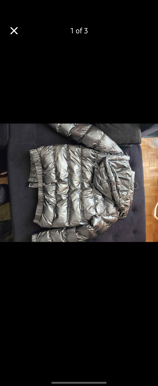 Silver Puffer Jacket with Hood - photo 3