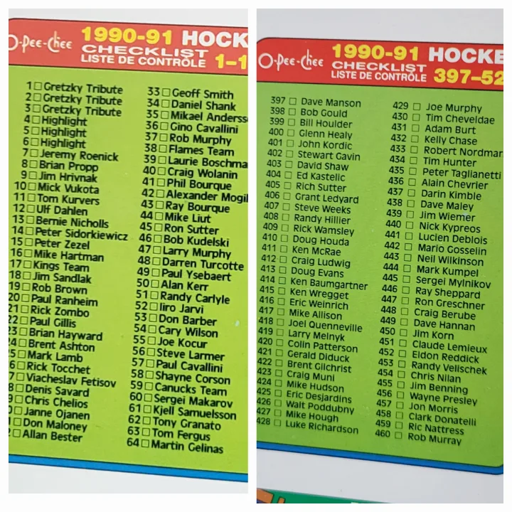 1990-91 O-Pee-Chee Uncut Hockey Card Set image indicator(2)