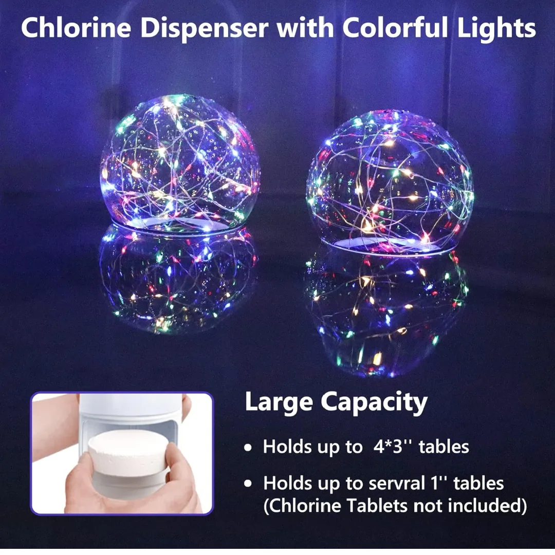 Pool Chlorine Dispenser with Solar Ball Lights image indicator(3)