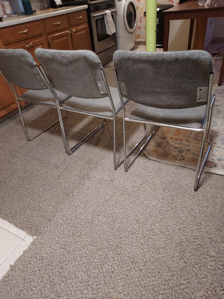 Set of 3 Chrome Dining Chairs - photo 2