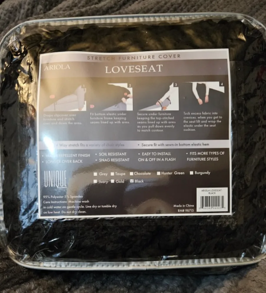 New Loveseat Furniture Cover - Black image indicator(2)