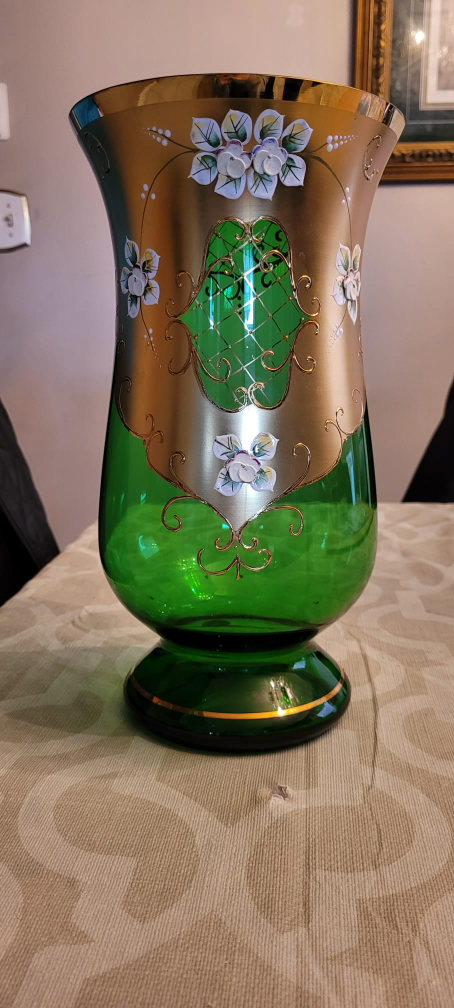 Murano Green Glass Vase with Gold Accents - photo 4