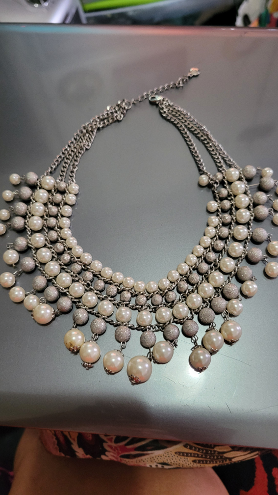 Silver and Pearl Statement Necklace