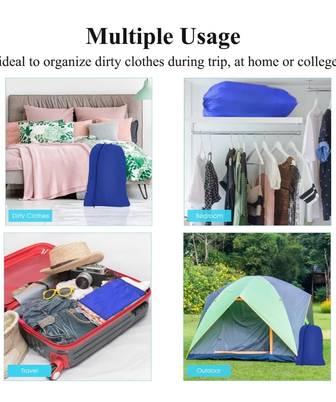 OTraki 2-Pack Heavy-Duty Laundry Bags 28x45in (Blue & Black) image indicator(6)