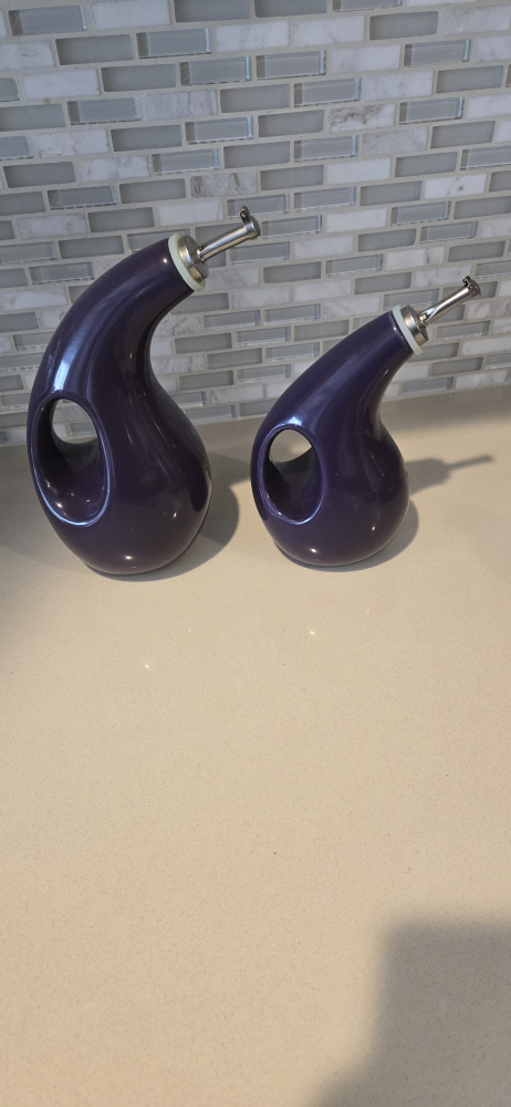 Purple Ceramic Oil and Vinegar Bottles