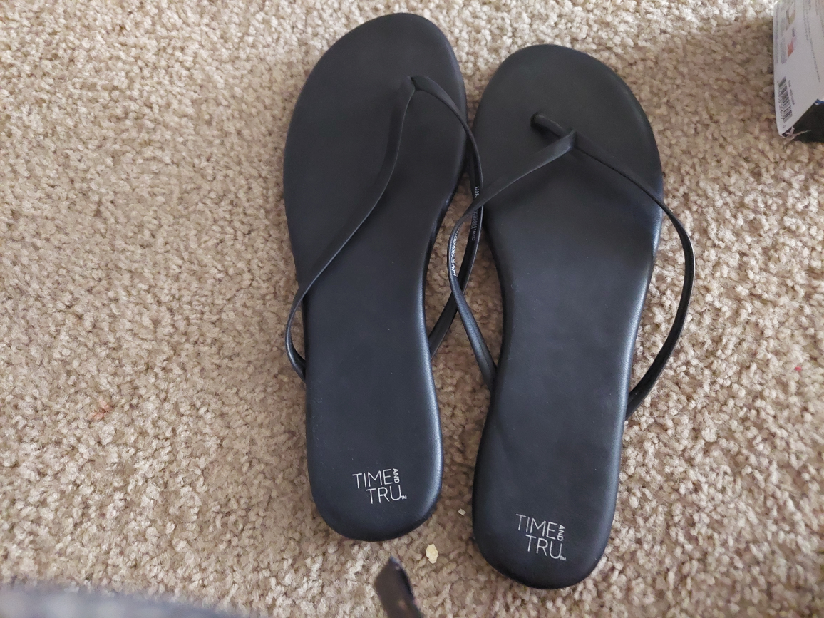 Time and Tru Black Flip Flops