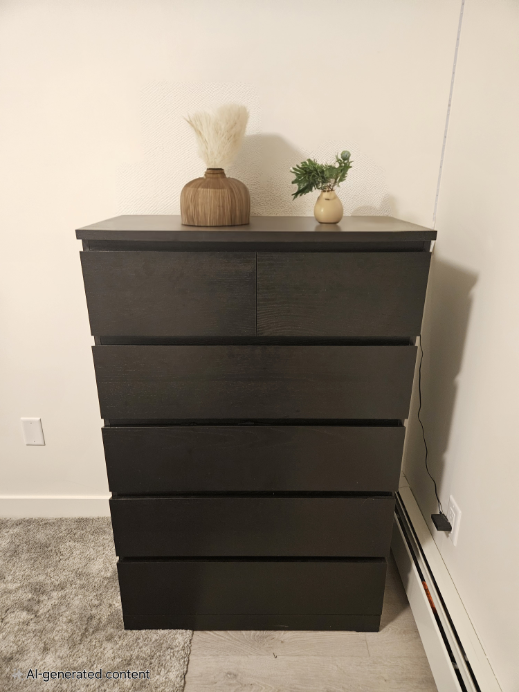 IKEA MALM 6-drawer chest, black/brown