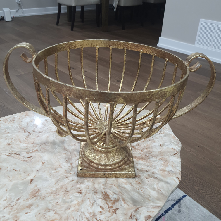 Gold Metal Bowl with Handles