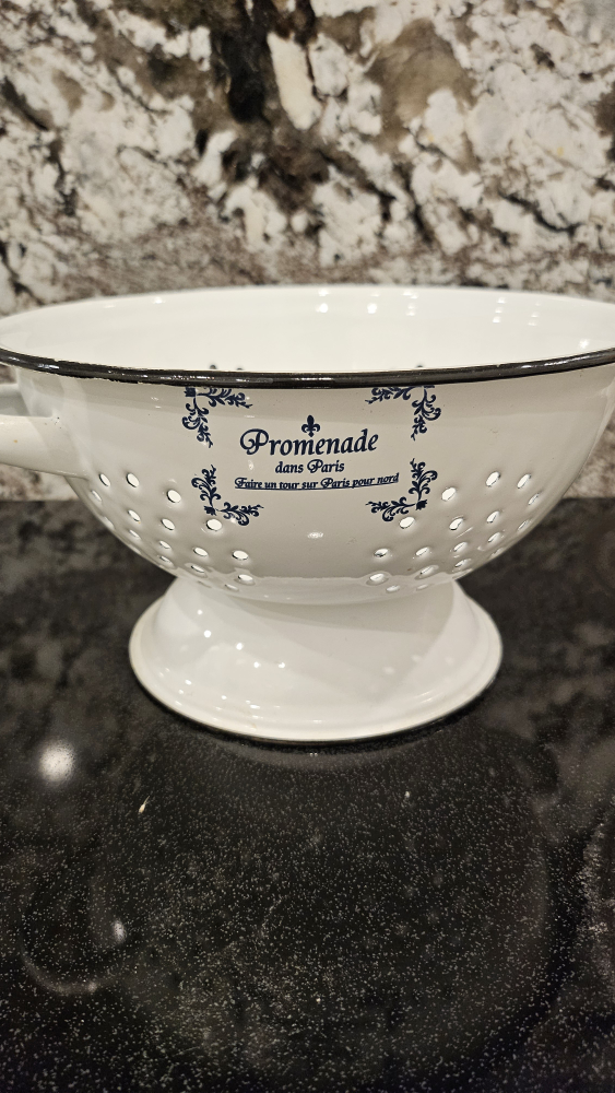 White Enamel Colander