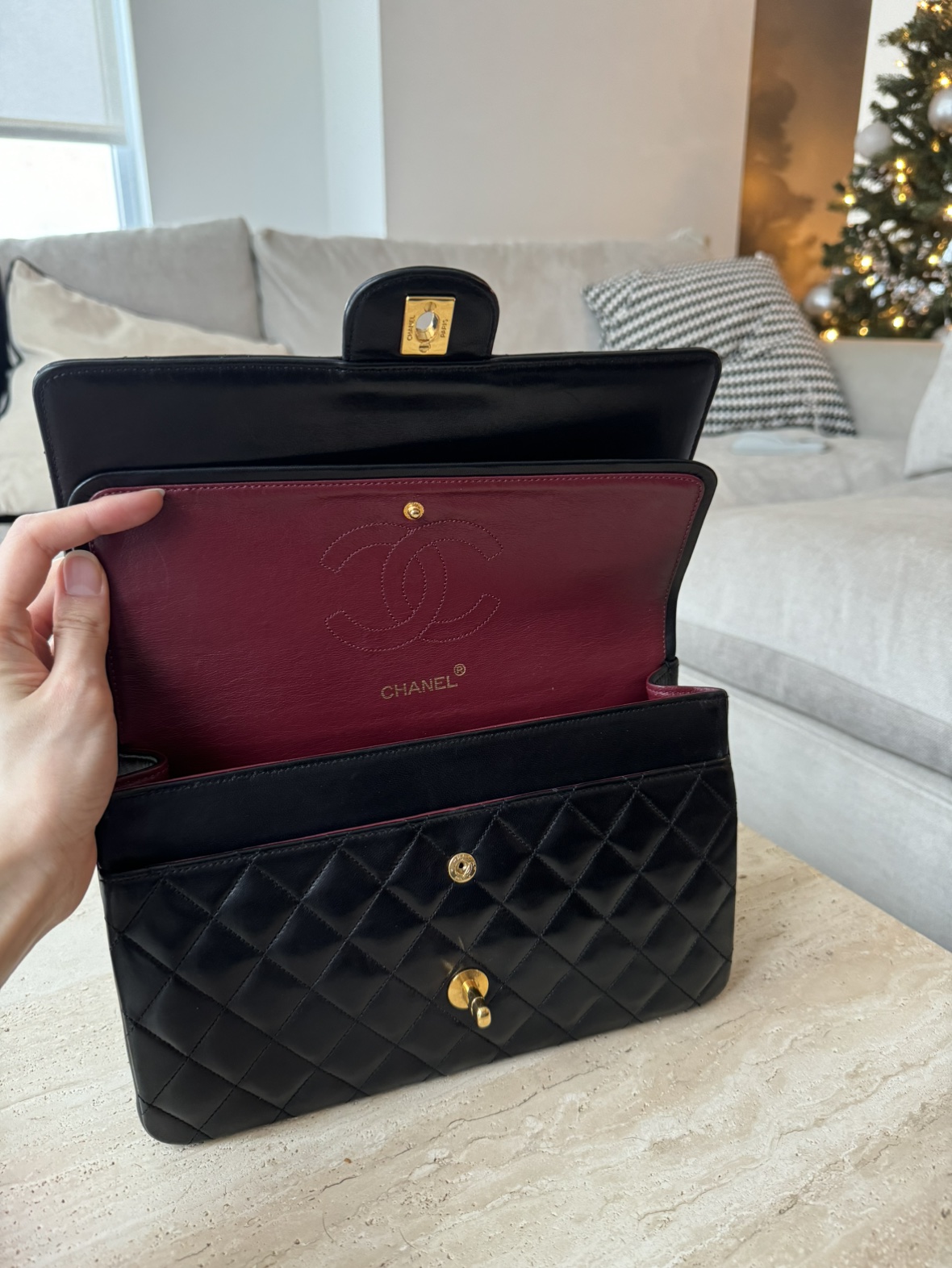 Chanel double classic flap bag in lambskin 24k gold hardware - photo 2