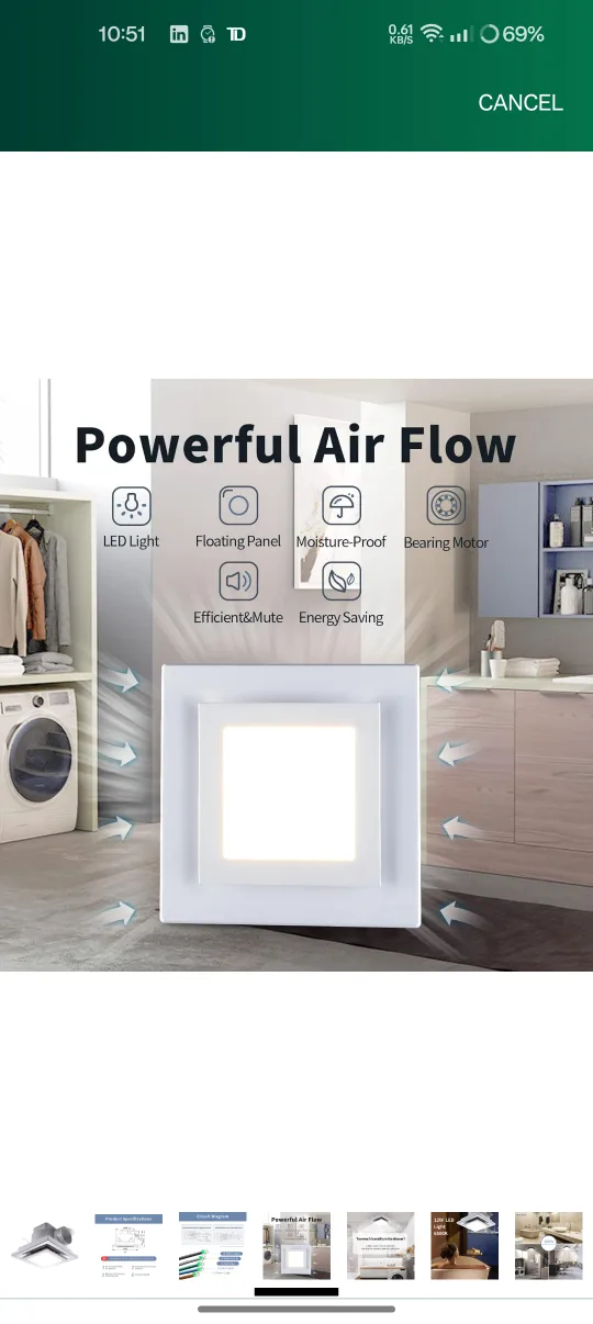 Bathroom Exhaust Fan with LED Light image indicator(2)