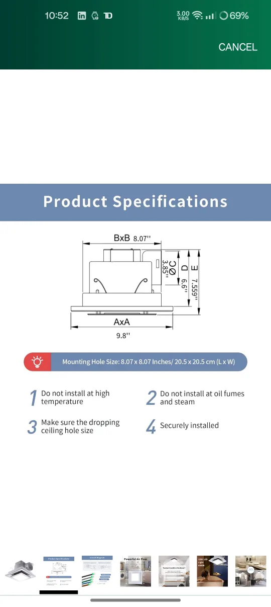 Bathroom Exhaust Fan with LED Light image indicator(5)