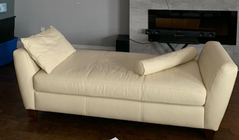 White Leather Chaise Lounge