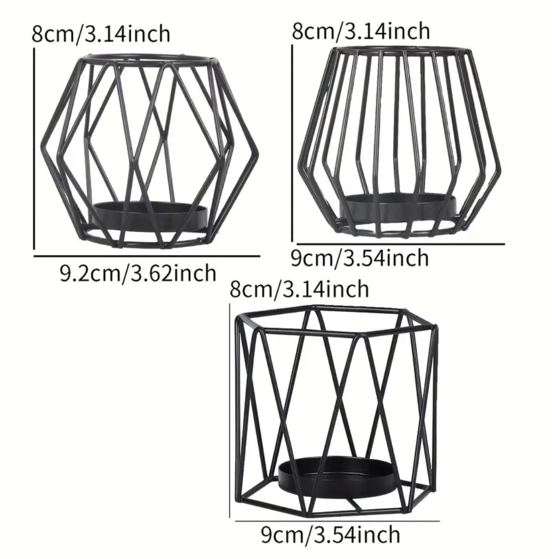 Set of 3 Metal Wire Gold Candle Holders - photo 2