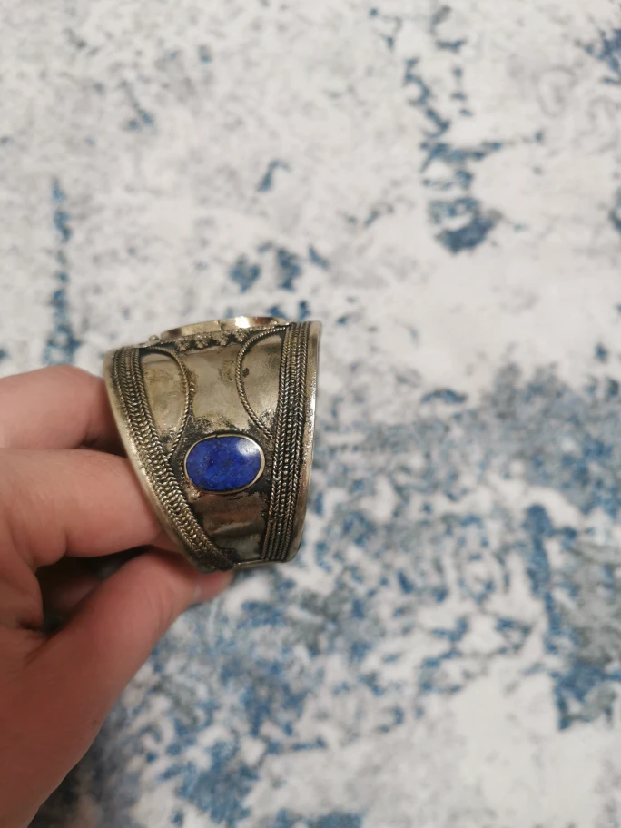Silver Blue Stone Cuff Bracelet - photo 3