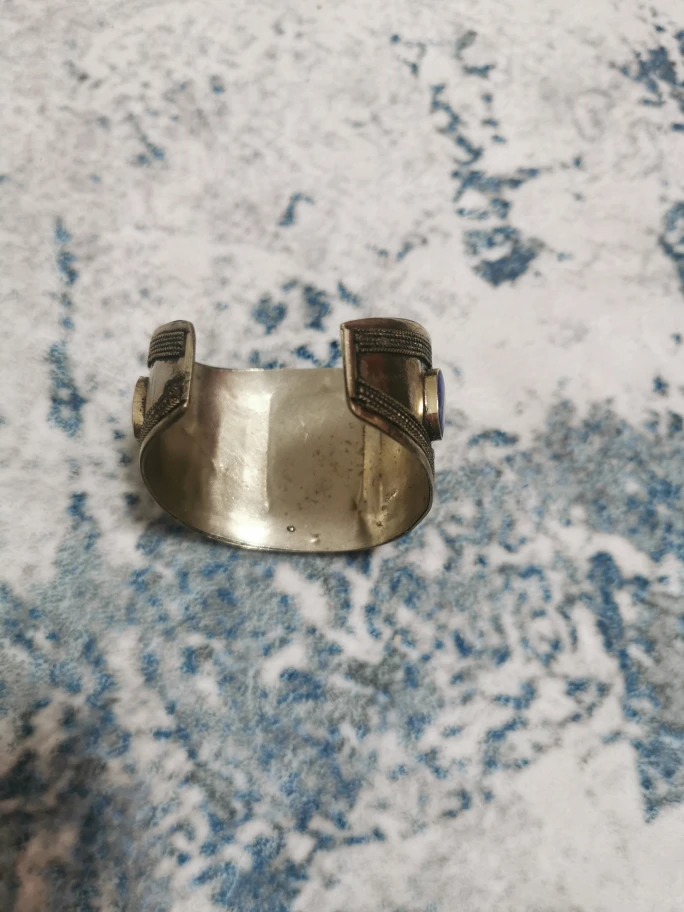 Silver Blue Stone Cuff Bracelet - photo 4