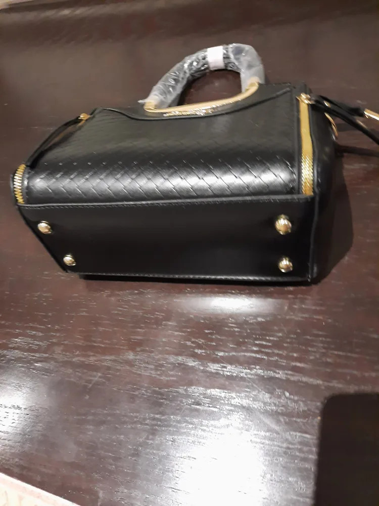 Black Handbag with strap and Scarf image indicator(4)