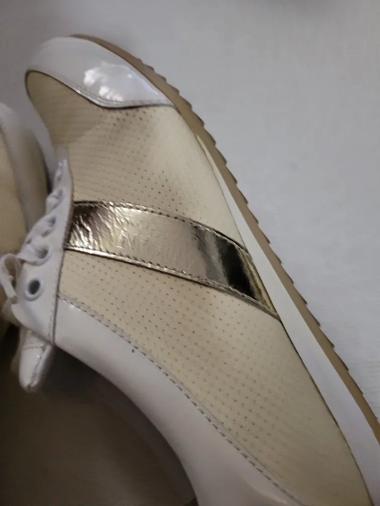 Armani Collezioni White & Gold Low Top Sneakers image indicator(7)