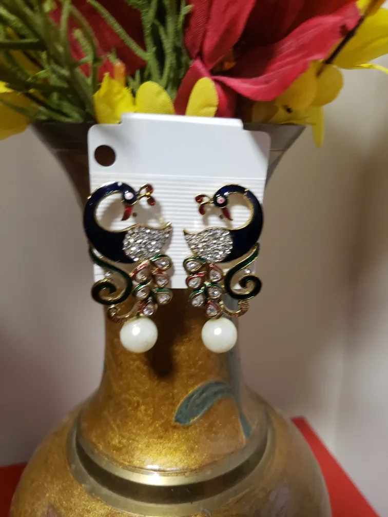 beautiful Peacock Dangle Earrings image indicator(2)