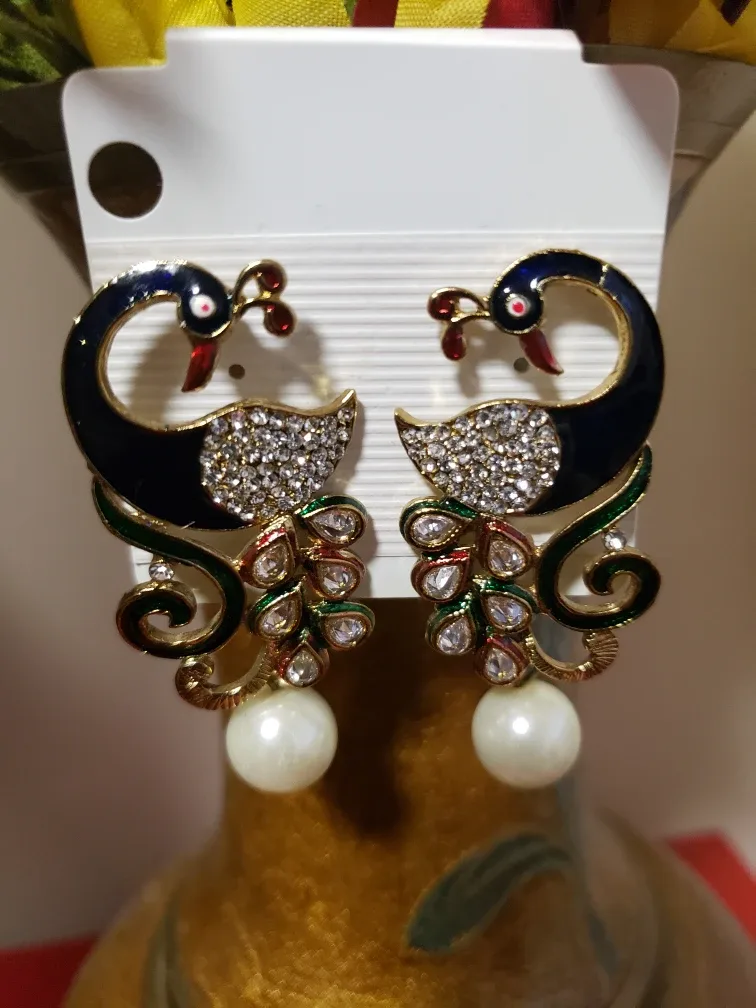 beautiful Peacock Dangle Earrings image indicator(3)
