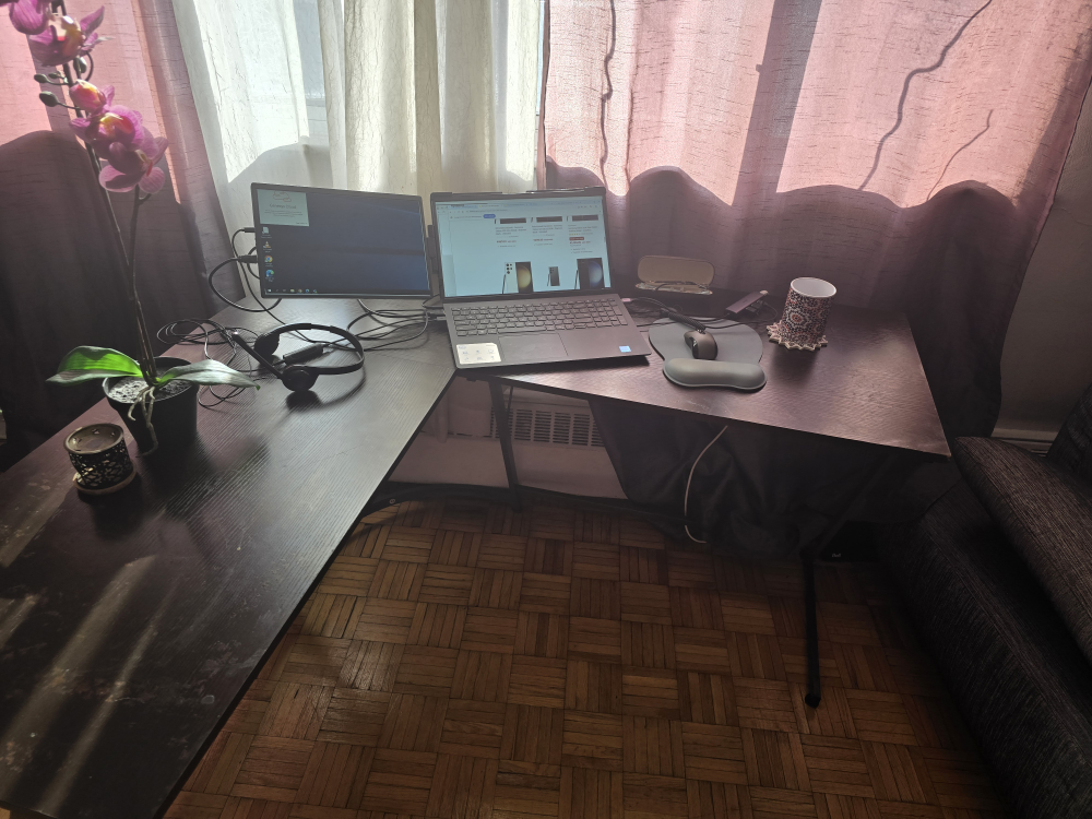 Corner Computer Desk with Metal Frame
