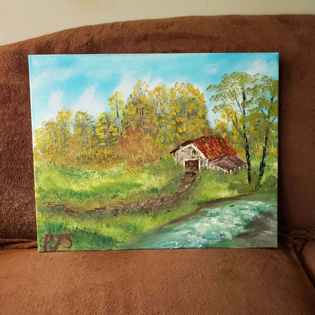 Original Oil Painting, Barn, Landscape, PJS image indicator(3)