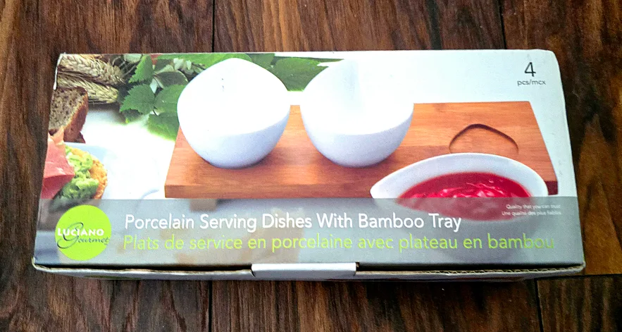 Luciano Gourmet Porcelain Serving Dishes With Bamboo Tray thumbnail