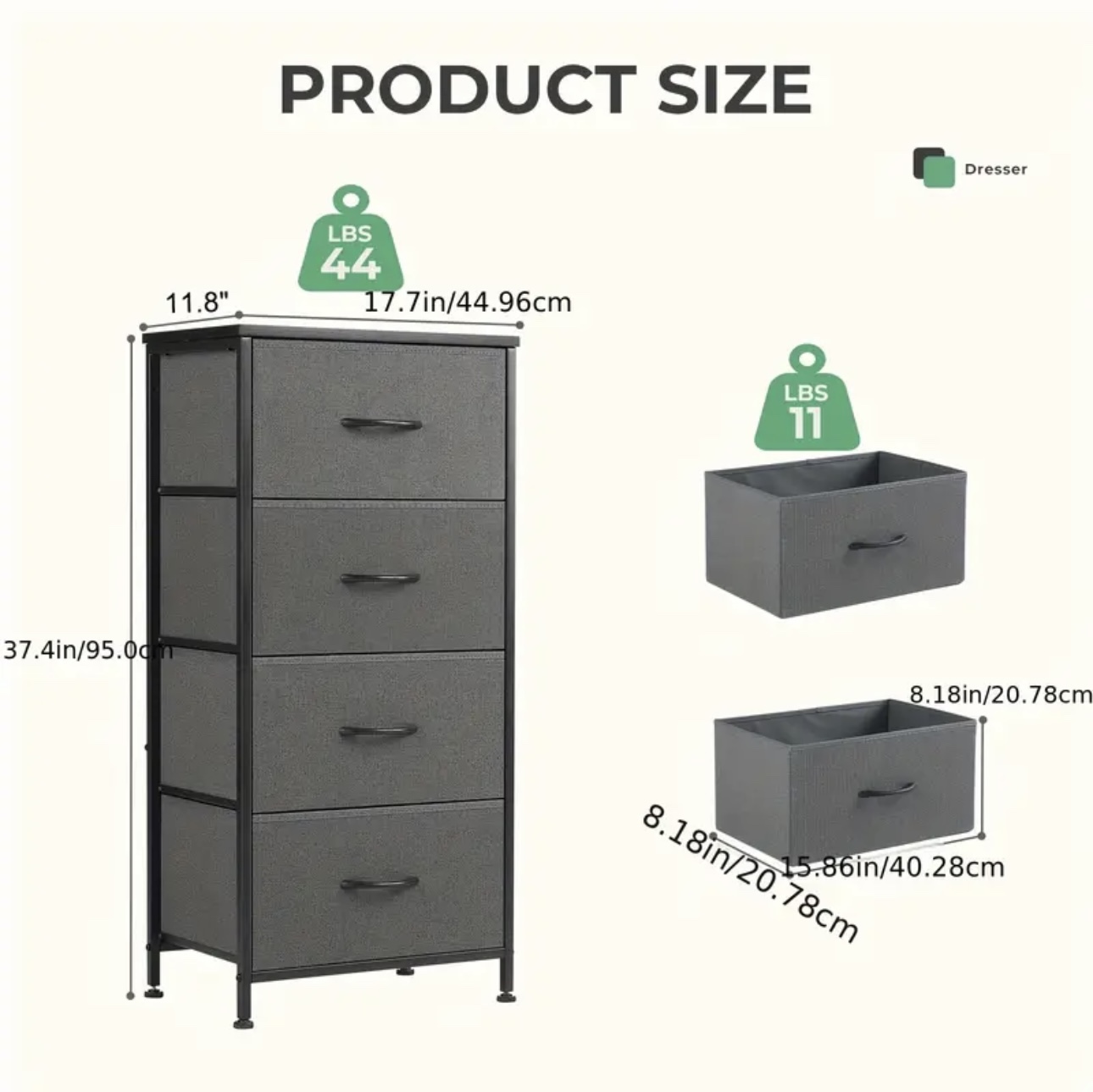 Fabric Dresser-Sturdy Metal Frame,wood Top - photo 2