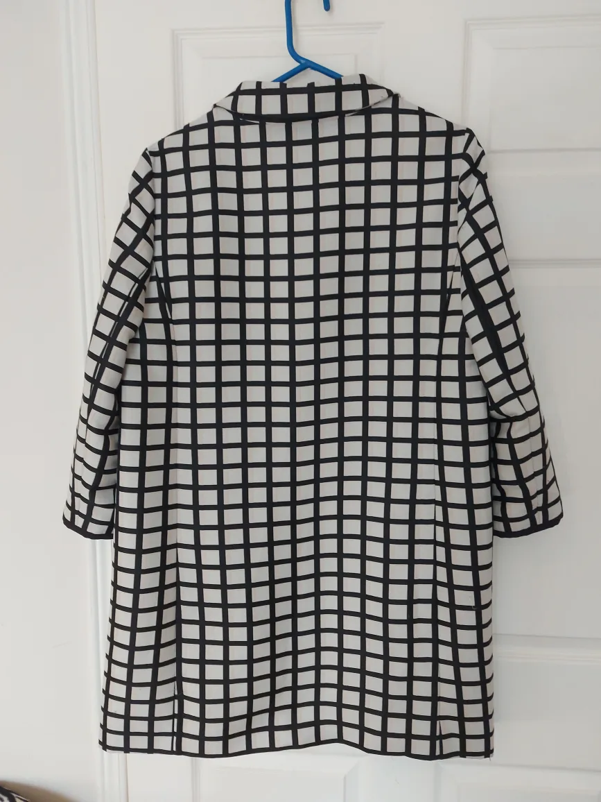 Ann Taylor Black and White Checked Coat image indicator(3)