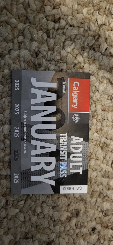 Calgary Transit Adult January 2025 Pass