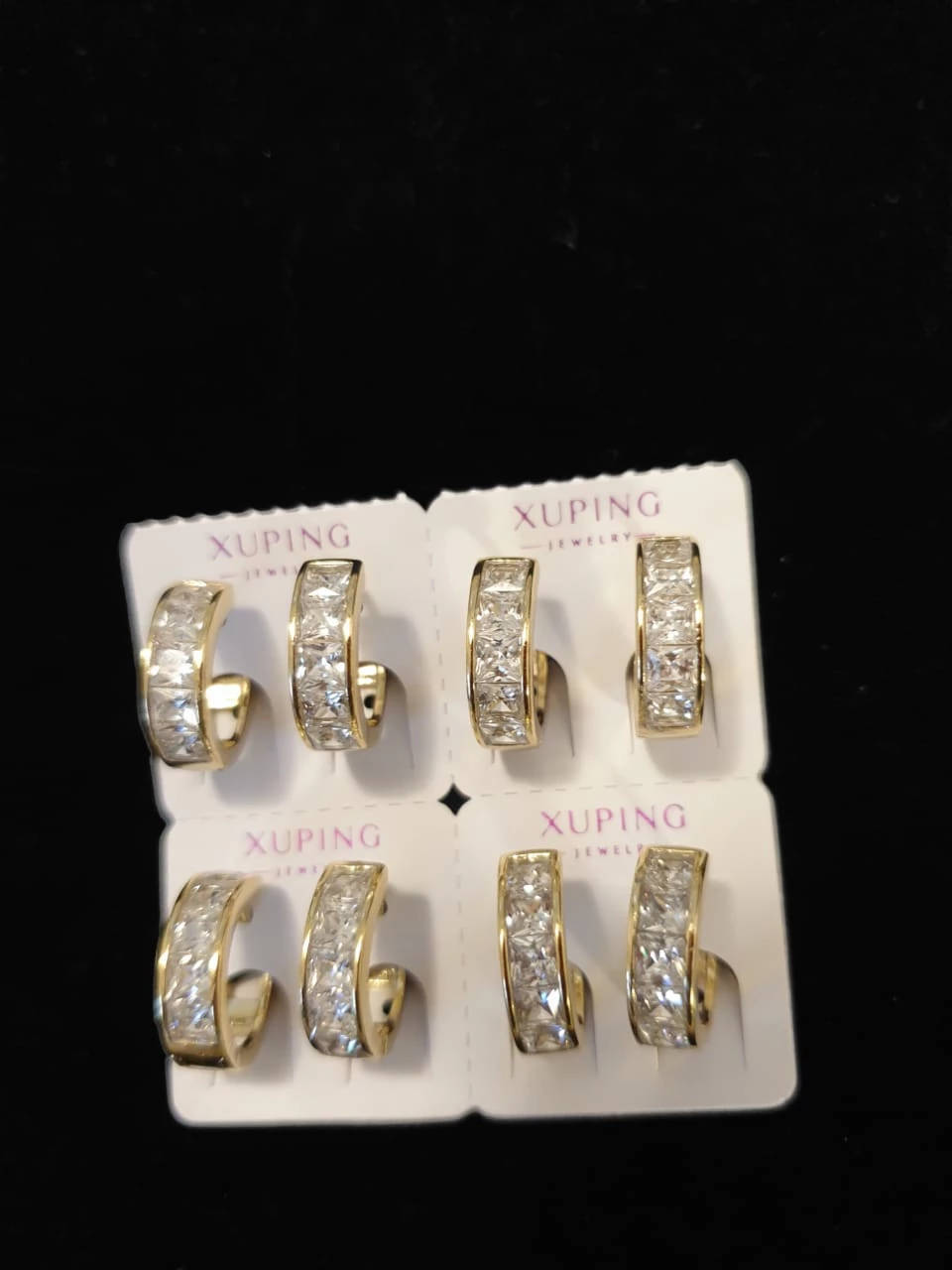 Romanian Gold Crystal Hoop Earrings